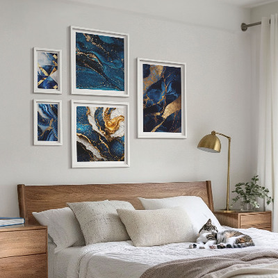 Parede galeria de quadros Padrões abstratos em azul