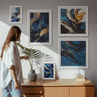 Parede galeria de quadros Padrões abstratos em azul