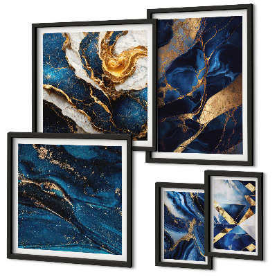 Parede galeria de quadros Padrões abstratos em azul