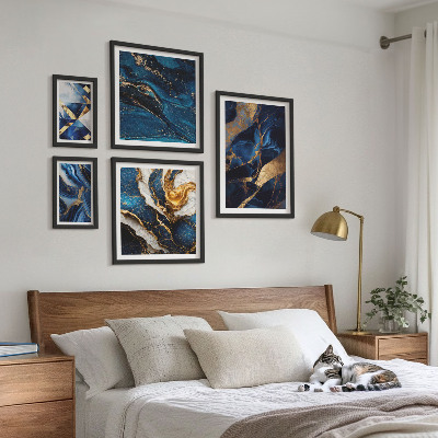 Parede galeria de quadros Padrões abstratos em azul