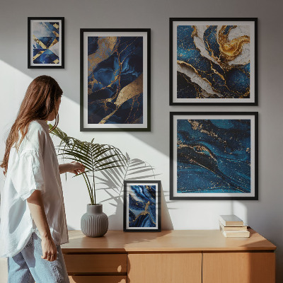 Parede galeria de quadros Padrões abstratos em azul