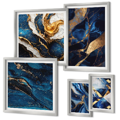 Parede galeria de quadros Padrões abstratos em azul