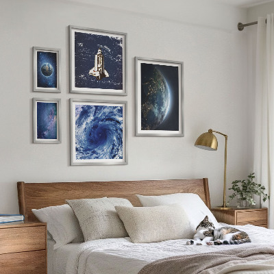 Conjunto de 5 quadros com moldura Paisagens cósmicas da Terra