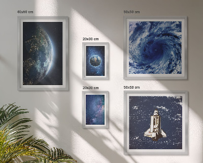 Conjunto de 5 quadros com moldura Paisagens cósmicas da Terra
