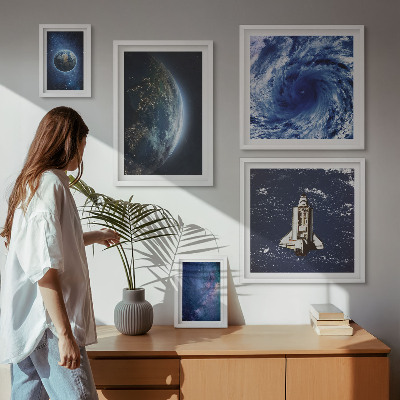 Conjunto de 5 quadros com moldura Paisagens cósmicas da Terra