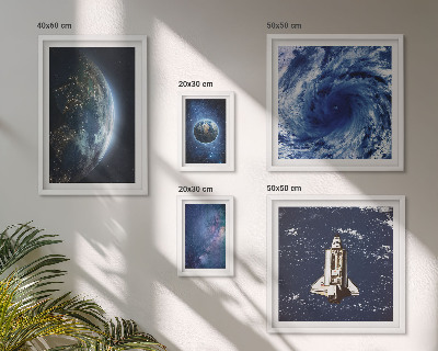 Conjunto de 5 quadros com moldura Paisagens cósmicas da Terra