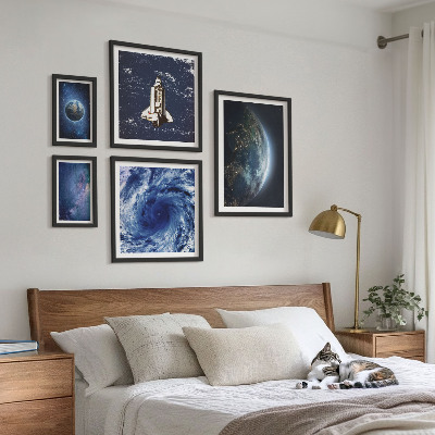 Conjunto de 5 quadros com moldura Paisagens cósmicas da Terra