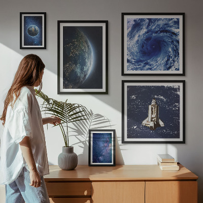 Conjunto de 5 quadros com moldura Paisagens cósmicas da Terra