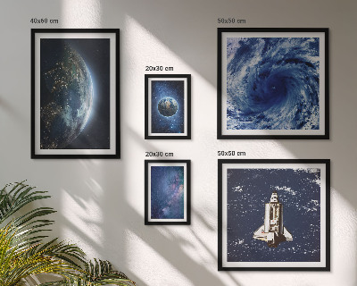 Conjunto de 5 quadros com moldura Paisagens cósmicas da Terra