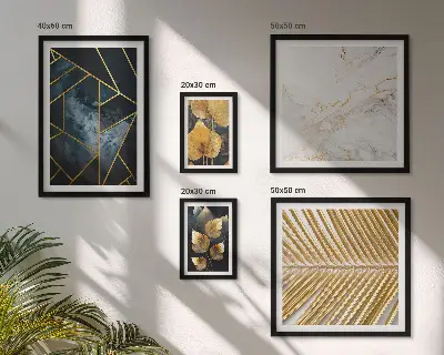 Conjunto de 5 quadros decorativos com estampas de folhas elegantes e geometria