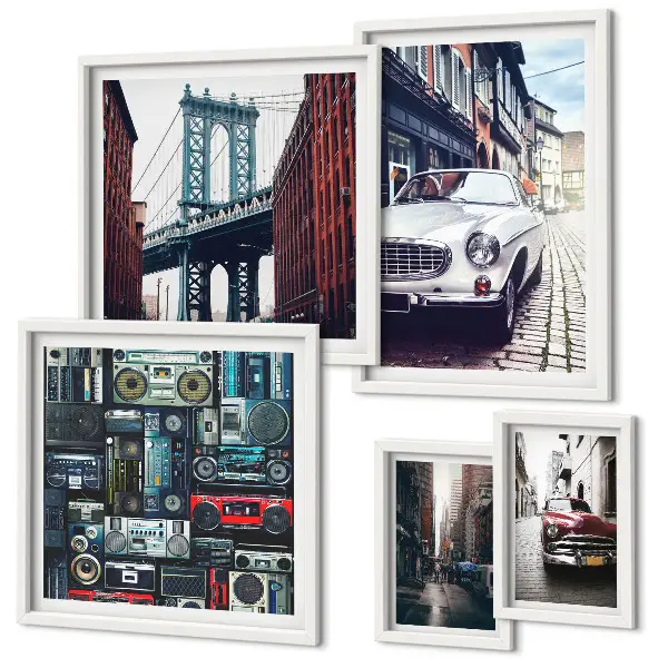Galeria de parede de carros estilosos e arquitetura urbana