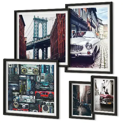 Galeria de parede de carros estilosos e arquitetura urbana