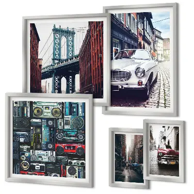 Galeria de parede de carros estilosos e arquitetura urbana
