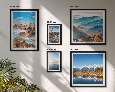 Parede galeria de quadros montanhas naturais mar faróis