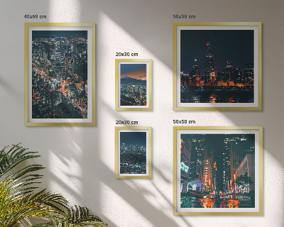 Conjunto de 5 quadros decorativos Vistas noturnas de cidades modernas