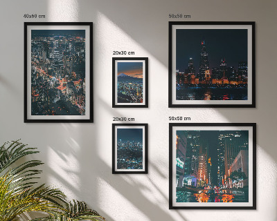 Conjunto de 5 quadros decorativos Vistas noturnas de cidades modernas
