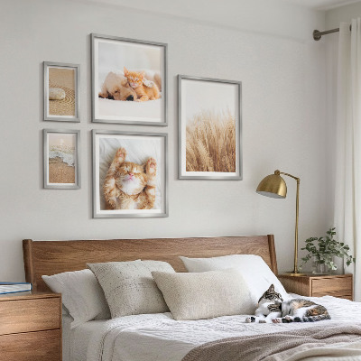 Conjunto de 5 quadros decorativos Paisagens com animais fofos