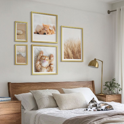 Conjunto de 5 quadros decorativos Paisagens com animais fofos