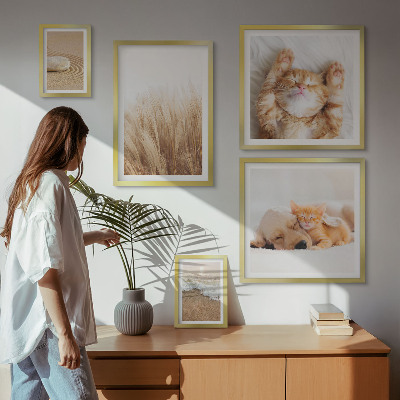 Conjunto de 5 quadros decorativos Paisagens com animais fofos