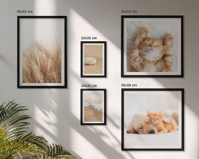 Conjunto de 5 quadros decorativos Paisagens com animais fofos
