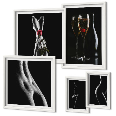 Galeria de parede Elegantes detalhes modernos em preto e vermelho.