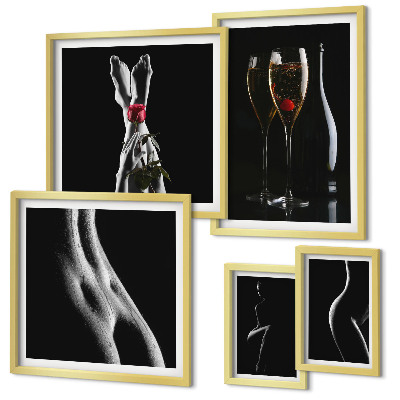 Galeria de parede Elegantes detalhes modernos em preto e vermelho.