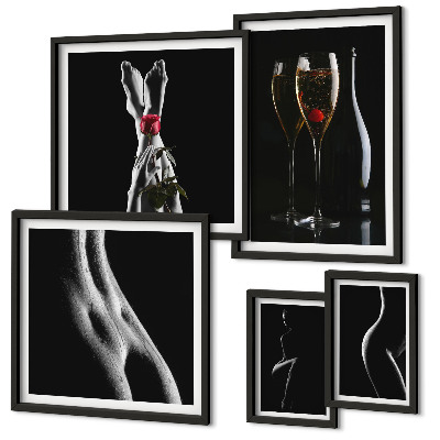 Galeria de parede Elegantes detalhes modernos em preto e vermelho.
