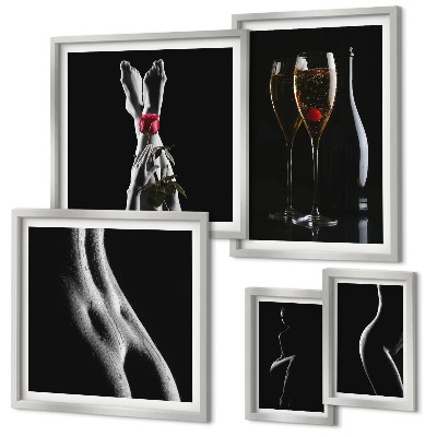 Galeria de parede Elegantes detalhes modernos em preto e vermelho.