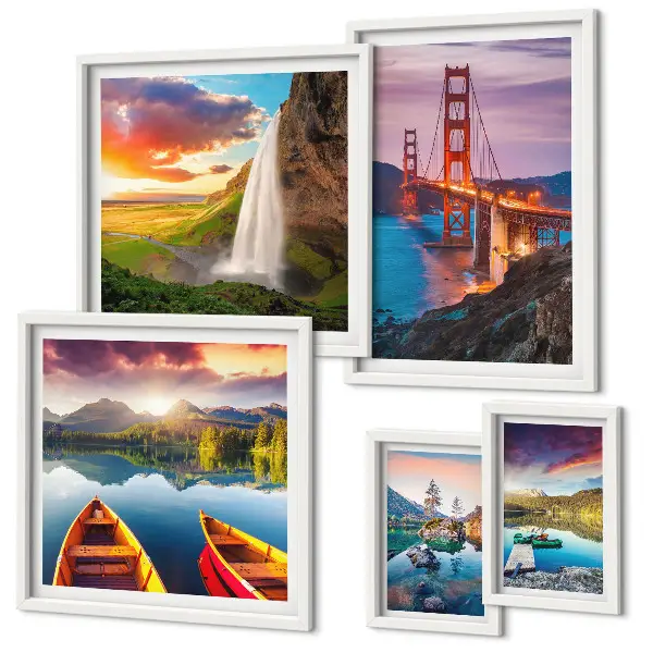 Galeria de quadros para parede com paisagens naturais e pontes dos EUA