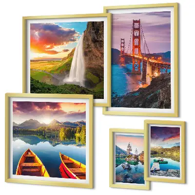 Galeria de quadros para parede com paisagens naturais e pontes dos EUA
