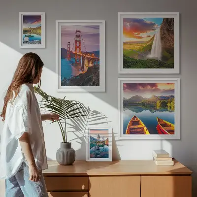 Galeria de quadros para parede com paisagens naturais e pontes dos EUA
