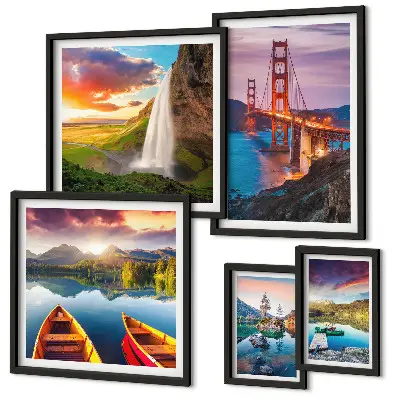Galeria de quadros para parede com paisagens naturais e pontes dos EUA