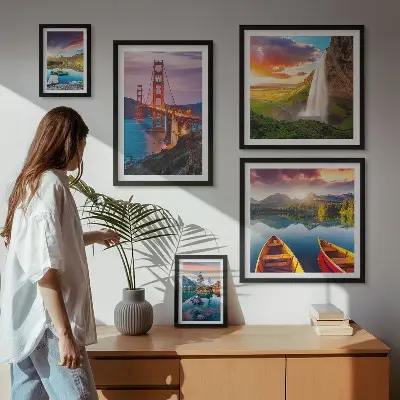 Galeria de quadros para parede com paisagens naturais e pontes dos EUA