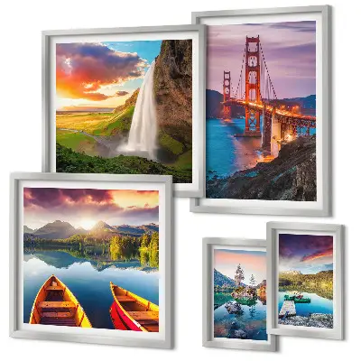 Galeria de quadros para parede com paisagens naturais e pontes dos EUA