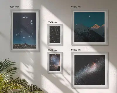 Galeria de quadros para parede com paisagens cósmicas e constelações