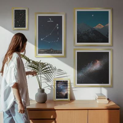 Parede galeria de quadros paisagens cósmicas constelações