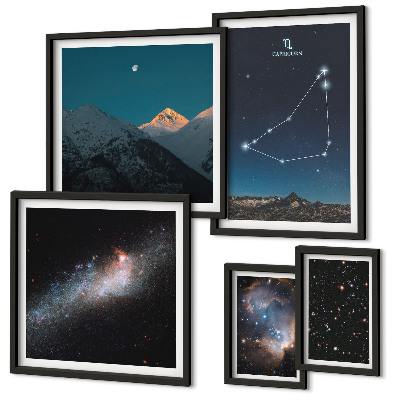 Parede galeria de quadros paisagens cósmicas constelações