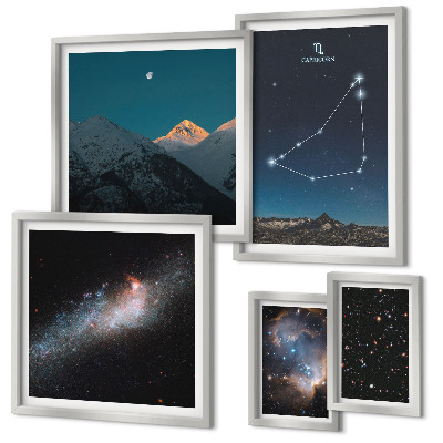 Parede galeria de quadros paisagens cósmicas constelações