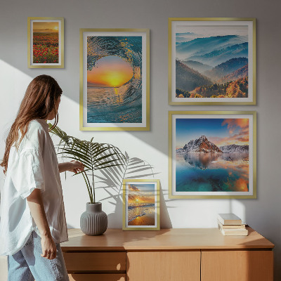 Conjunto de 5 quadros com moldura Paisagens naturais, mar, montanhas, flores
