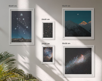 Conjunto de 5 quadros decorativos Paisagens celestes cósmicas