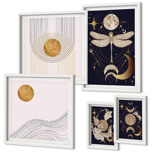Galeria de parede Motivos estilosos de insetos espaciais