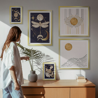 Galeria de parede Motivos estilosos de insetos espaciais