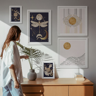 Galeria de parede Motivos estilosos de insetos espaciais