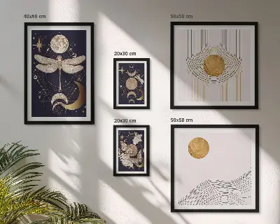 Galeria de parede com motivos de insetos espaciais estilosos