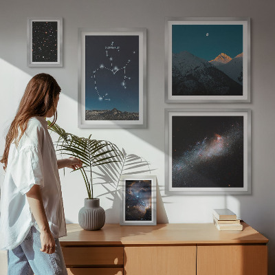 Conjunto de 5 quadros decorativos Paisagens cósmicas da galáxia