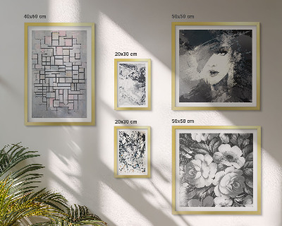 Conjunto de 5 quadros com moldura Retrato moderno de flores abstratas