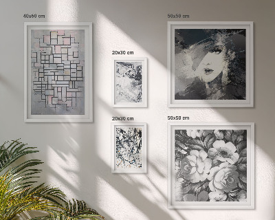 Conjunto de 5 quadros com moldura Retrato moderno de flores abstratas