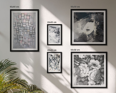 Conjunto de 5 quadros com moldura Retrato moderno de flores abstratas