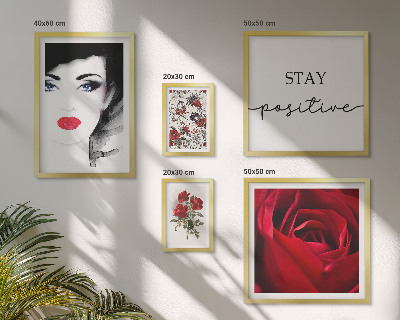 Conjunto de 5 quadros decorativos Retratos de mulheres com flores em estilo vintage