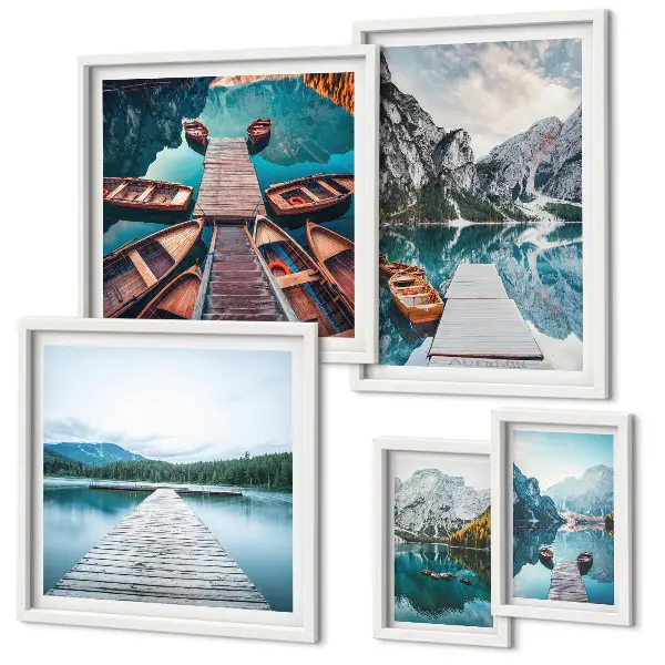 Galeria de parede paisagens de montanhas e caminhos aquáticos